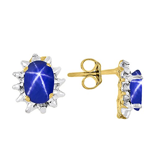 Rylos Matching Jewelry For Women 14K Yellow Gold - Diamond & Blue Star Sapphire- Ring, Earring & Pendant Necklace 6X4MM Color Stone Gemstone Jewelry For Women Gold Jewelry4
