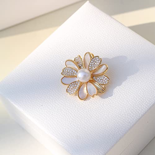 Broche pour femmes perles naturelles anti-glisse pour écharpe