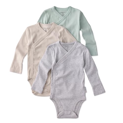 Image of Butterblu Baby Sterling 3-pack Kimono Bodysuits 100% Organic Cotton Side Snap for Baby Boys & Girls