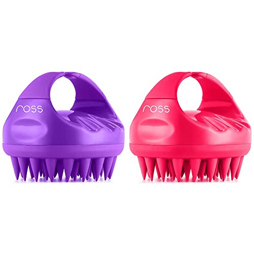 Image of Ross Hair Scalp Manual Massager Shampoo Hair Brush with Soft Silicone Bristles for Anti Dandruff Exfoliating with Scalp Care Purple Hair Scalp Massager Shampoo Hair Brush with Soft Silicone Bristles