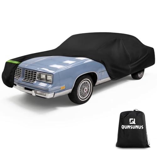 Image of QUNSUNUS Car Cover for Oldsmobile Cutlass 1978-1997 with Cotton Lining | Waterproof Outdoor All Weather Cutlass Car Covers, Heavy 420D Oxford Full Cutlass Supreme Car Cover, with Zipper and Straps