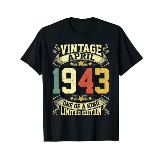 Vintage Abril 1943 Edición Limitada Regalos de 80 cumpleaños Hombres Camiseta