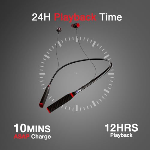 Image of inear MJ-Beat Bluetooth Wireless Neckband Earphones with Mic - Active Noise Cancellation, 24-Hour Music Playback, Type-C Fast Charging, Magnetic Earbuds, Lightweight Design, HD Sound | Red