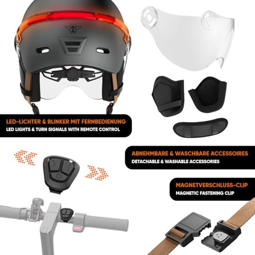 CASR Glow Casque Vélo & Trottinette, LED - Adulte Homme & Femme - Gris, M - 6