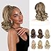 AISI BEAUTY Ponytail Extension Short Curly Wavy Drawstring Ponytail for Women Synthetic Pony Tail Hair Extensions（11 Inches，Brown Mix Bleach Blonde）