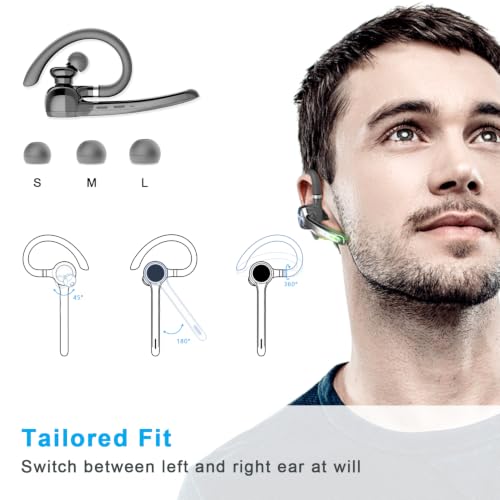 Image of HEIBAS Bluetooth Headset, Wireless Earpiece with Mic for Work
