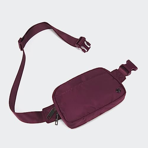 Image of Pander Everywhere Belt Bag for Women, 5 Zipper Pockets Nylon Crossbody Fanny Pack Purse (Red Merlot)