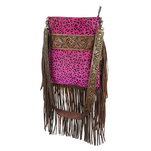 American Darling Women's Messenger Bag Western Hand Tooled Hair On Genuine Leather Handbag and Ladies Purse