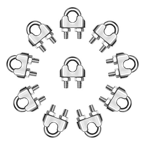 Autmatch Pack of 10 M6 1/4 Inch 304 Stainless Steel Saddle Wire Rope