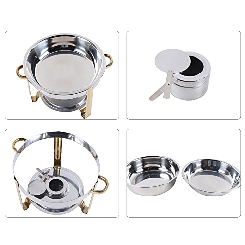 Donened 4L Speisenwärmer, Rund Wärmebehälter für Speisen Buffetwärmer mit Brennpastenbehälter Warmhaltebehälter für Buffet Catering Gastro und Party usw – Bild 5