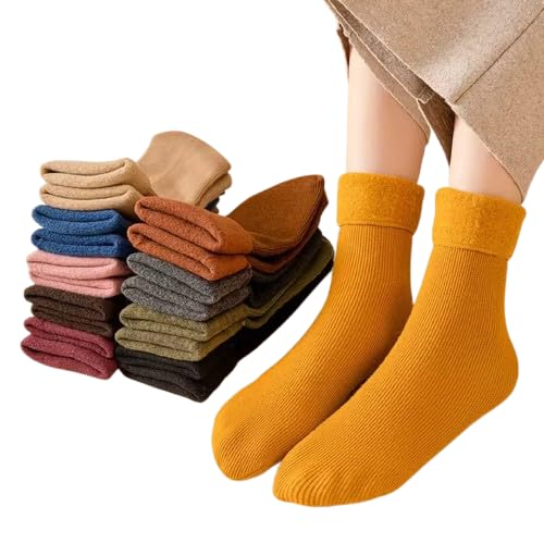 WKLOUYHE Girls Wool Ankle Length Socks Thick Warm Winter Socks For Kids Girl Boy Thermal Sock Breathable Fuzzy Slipper Socks_Pack Of 06(11-17 Years),Multicolour