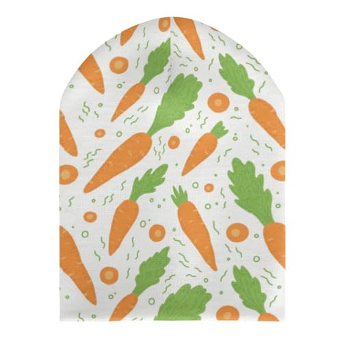 Watercolor Carrots Pattern Kids Beanie Hat for for Girls Boys Children Cap Winter Knitted Chemo Cancer Headwear Accessories Gifts Decoration Black3