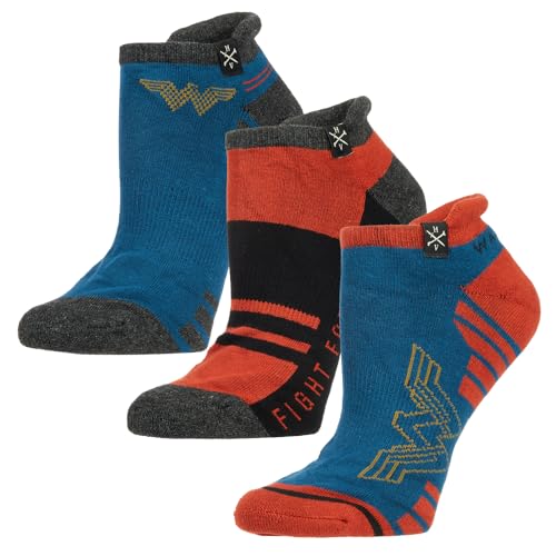 Heroes & Villains Wonder Woman Fight For Peace Women's 3-Pair Athletic Tabbed Knit Ankle Socks - Main Image