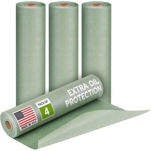 Image of 12 inch x 60 Yards (180 feet) Green Masking Paper with Extra Oil Protection for Automotive Painting Industries (Pack of 4) - Made in USA Masking Paper for Painting Cars, Protection from Splatter
