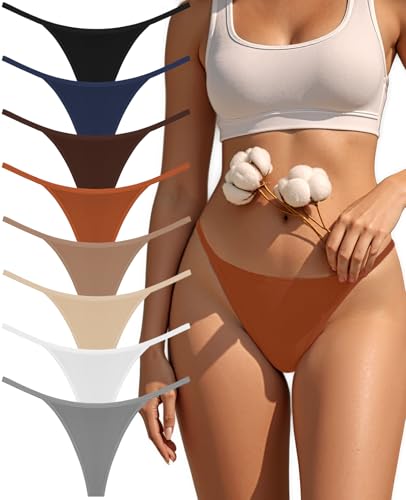 Image of oshkang Cotton G-String Thongs for Women Underwear Breathable Stretch Low Rise Panties T-back Sexy Ladies 8 Pack