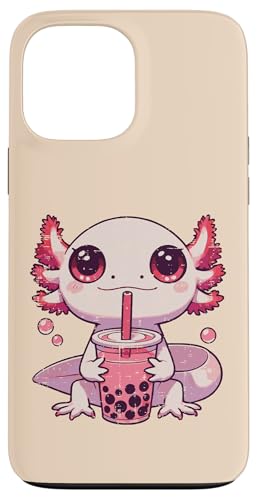 Axolotl Boba Bubble Milk Tea Anime Niños Niñas Niños Mujeres Hombres Carcasa para iPhone 13 Pro MAX