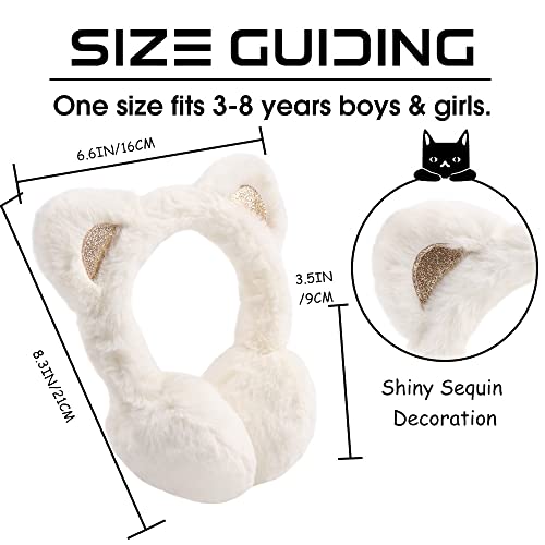 Peecabe Winter Kids Earmuffs Warm Ear Cover For Boys Girls Children Earmuffs With Cat Ears Girl Ear Muffs (White) #TOP5