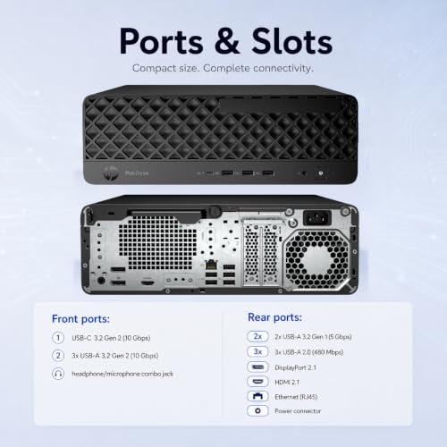 Image of HP ProDesk 4 SFF G1i Business Desktop AI PC, Intel Core Ultra 5 235 vPro (> Ultra 7 265U), IST Computer Customized 16GB /32GB /64GB DDR5 RAM, 512GB /1TB /2TB SSD, Ethernet, DisplayPort, Wi-Fi, Win 11 Pro
