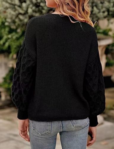 Kinghua Sweaters for Women Spring Fall Casual Crewneck Long Sleeve Ribbed Elegant Pullover Loose Fit Blouse Knit Sweater Tops3