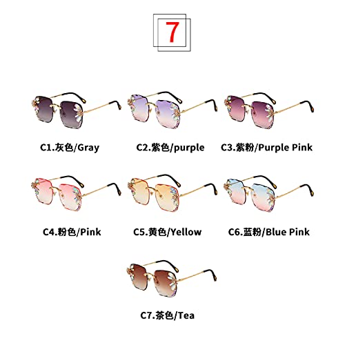Vintage Rimless Square Rhinestone Sunglasses Women Retro Cutting Lens Luxury Bling Diamond Sun Glasses Female Party Eyewear3