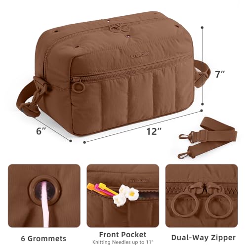 Image of MYBAGZIGN Crochet Bag Organizer for Yarn & Hooks, Large Capacity Yarn Storage Bag with Yarn Holder Holes, Portable Crochet & Knitting Bag for Crocheting on the Go, Craft Travel Bag Gifts for Women