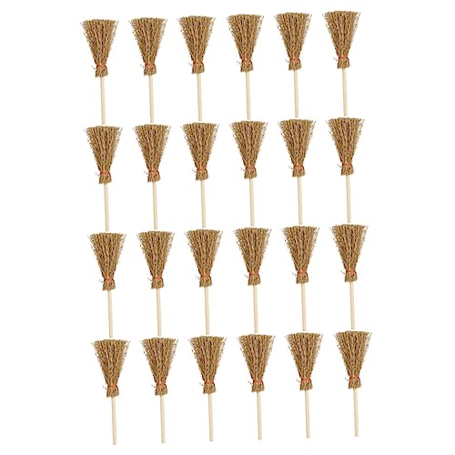 WOONEKY 72 Pcs Mini Red Rope Broom 24pcs (Large Broom) Mini Witches Broomsticks Mini Cinnamon Brooms Stick Halloween Decorations Wizard Flying Broom Witch Broom Decoration Brown Pine Wood