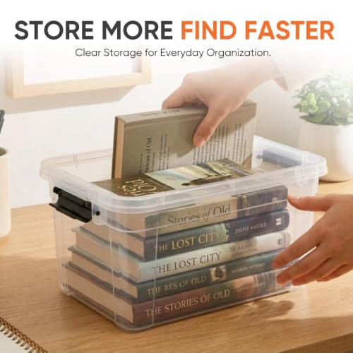 Image of Superio 2.5 Quart Clear Plastic Storage Boxes with Lids, Stackable Organizer Containers, BPA-Free Storage Bins for Home, Office, School & Dorm, 3 Pack