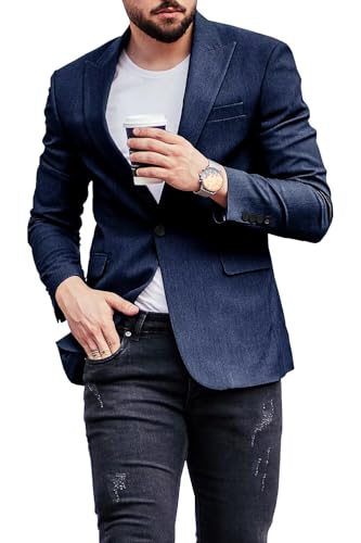 Men's Casual Suit Blazer Jackets Lightweight Sports Coats One Button Formal Business Men Suit