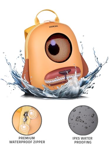 Image of Hookaba GlowBuddy LED Eyes Backpack 13L | Kids Smart Bag with App Control, Programmable Screen & Water Resistant | for School, Picnic, Travel | Mini Digital Daypack for Girls & Boys (Woof Yellow)
