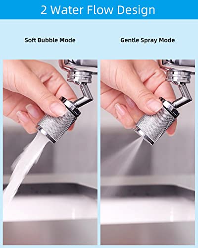 Hibbent Faucet Aerator, 720° Big Angle Kitchen Faucet Aerator, Dual Function Sink Spray Aerator, Bathroom Faucet Mounted For Face Washing, Gargle And Eye Flush, 15/16 Inch Male Thread, Chrome #TOP1