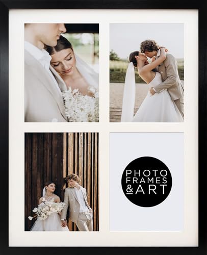 pf+a REAL GLASS Black Multi Frame For 4 8x6 Photos - 19x15 For x4 8x6 Oxford Black Frame / 8x6 Multi Photo Frame