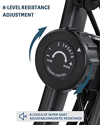 Exercise Bike 3-in-1 Folding Stationary Bike Recumbent Exercise Bike Slim Cycle Seated Portable with Adjustable Arm Resistance Bands/LCD Monitor and Pulse Grip Outdoor Indoor