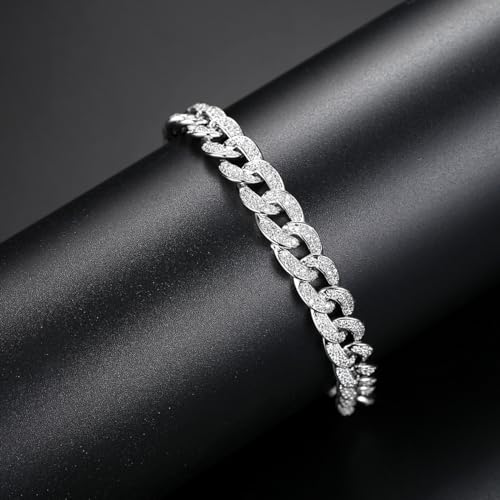18K White Gold Cuban Bracelet Women's Full Diamond Bracelet Fashion Tennis Bracelet Women's Gift4