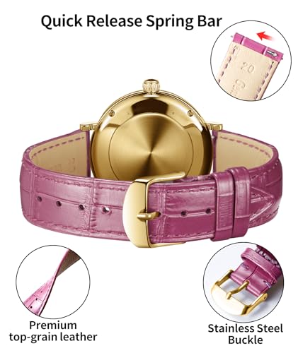 Image of BINLUN Leather Watch Band Genuine Calfskin Replacement Watch Strap Quick Release Crocodile Pattern 10 Colors 13 Sizes for Men Women(10mm,12mm,14mm,16mm,17mm,18mm,19mm,20mm,21mm,22mm,23mm,24mm)