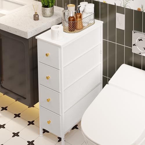 Cómoda blanca con marco de acero Fixwal y tablero de madera premium de alta resistencia 4