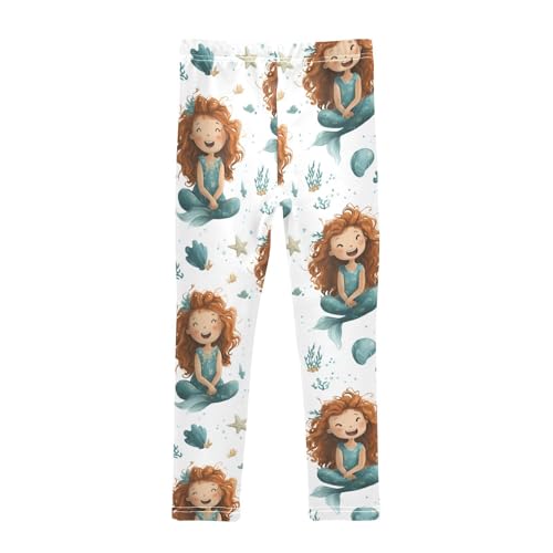 Girls Leggings Cute Mermaid Ocean Soft Toddler Leggings for Girls Kids Pants Size 4T-10T2