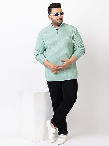 Image of Kvetoo Plus Size Men High Neck Zipper Full Sleeve Woolen Winter Sweater