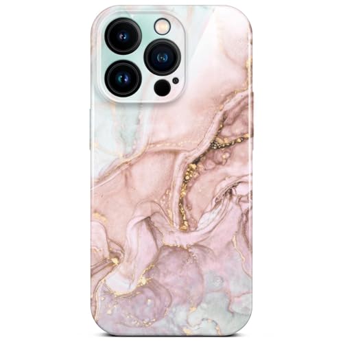 Coque protection iPhone 15 Pro marbré rose gris paillettes rigide antichoc caméra