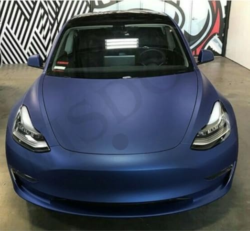 Image of WISDOM Navy Blue Matt Metallic Vehicle Wrap Vinyl Matt Finish Easy Apply Air-Release Weatherproof DIY Car & Motorcycle Wrap (Navy Blue MATT Metallic, 20 Inch X 17 Feet)