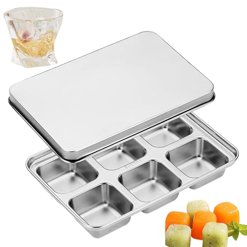 Hitburu Cubiteras De Metal Para Congelador, Molde Para Hielos en, Acero Inoxidable Reutilizable Para Café Bebidas Alimentos Para Bebés Cocina Hogar Restaurante Viaje Acampada