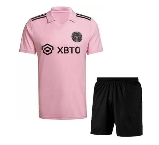Messi 10 Football Team Home Kit Pink Tshirt with Shorts 2023/2024 (Kids,Boys,Men)
