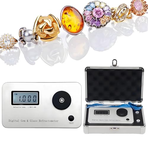 Digital Refractometer (1.300-3.000 RI, ±0.005 Accuracy) for Gemstone Identification | Up to 10000 Tests with Built-in 700mAh Rechargeable Battery | Pro Jewelry Tool