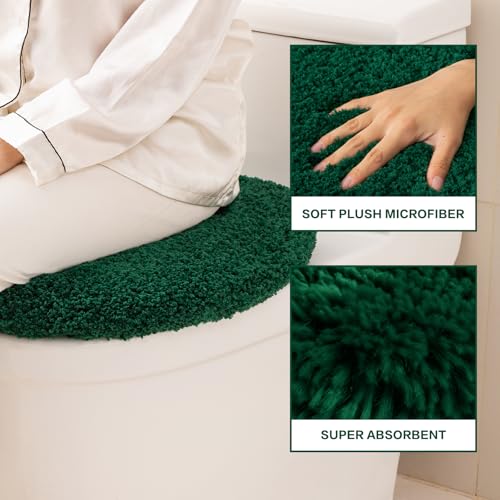 Image of Microfiber Toilet Lid Cover, 17.5 inchx15 inch Fits Round Oblong and Elongated | Toilet Seat Covers for Bathroom, Machine Washable, Decorative Fuzzy fur Look Round Toilet Seat Cover Extra Soft Absorbent