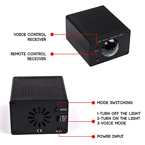 16 Color Water Ripple Lights, Sound Activated Flash Water Wave Lights Party Lighting Led Water Effect Projector Holiday Lights With Remote For Disco Christmas Halloween Wedding Kids Room #TOP5