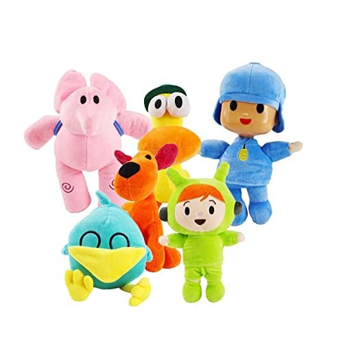 Lempefe Pocoyo peluches 15,2–30,5 cm, Pocoyo Elly Pato Nina Sleepy Bird Loula muñecas rellenas suaves (6 piezas)
