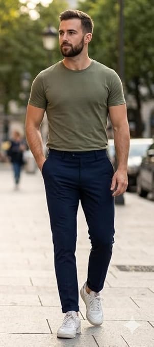 Image of Men Slim Fit Formal Trousers | Stylish Ankle Length Stretchable Office Pants | Men's Comfortable Slim Fit Trousers Combo Pack of 3