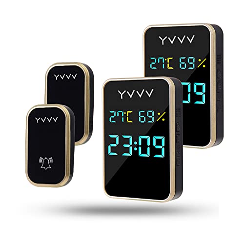 Funkklingel,Funkglocke Batterielose Wasserdicht,Türklingel mit Temperatur- und Feuchtigkeitssensor...