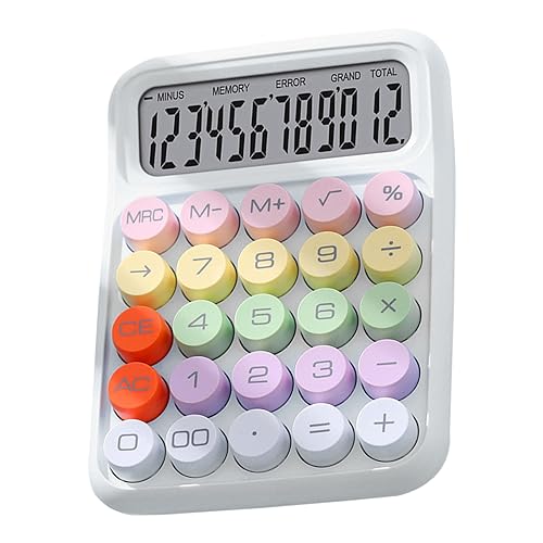 Calcolatrice colorata con tastiera meccanica per casa, scuola, ufficio, innovativa calcolatrice elettronica con interruttore meccanico (WHITE)
