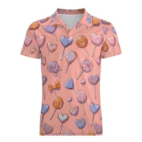 Boys' Classic Polo Shirts Short Sleeve Moisture-Wicking Golf & Tennis Shirts for Youth Teens Love Candy4