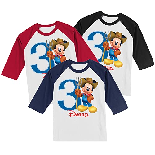 Personalized Mickey's Farmer Birthday Shirt. Handmade Decorated T-shirt.2